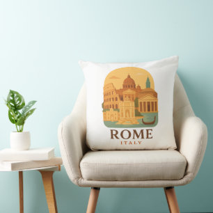Vintage Rome Colosseum & Pantheon Throw Pillow 