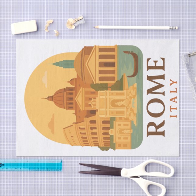 Vintage Rome Colosseum & Pantheon Tissue Paper  (Craft)