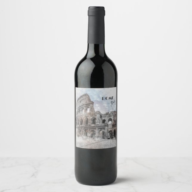 Vintage Rome Colosseum Wine Label – Travel Art (Front)