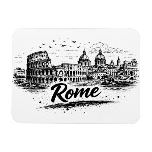 Vintage Rome Italy Cityscape Pencil Art Magnet