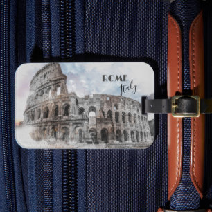 Vintage Rome Italy Colosseum Travel Art Luggage  Tag