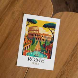 Vintage Rome Italy Colosseum Travel Postcard
