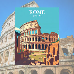 Vintage Rome Italy Colosseum Travel Postcard