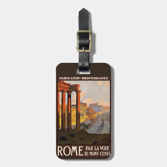 Vintage Rome Italy custom luggage tag (Front Vertical)