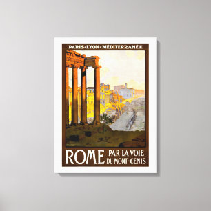 Vintage Rome Italy or Roma Itallia travel poster, Canvas Print