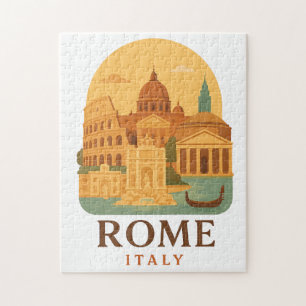 Vintage Rome Puzzle – Colosseum & Pantheon Retro