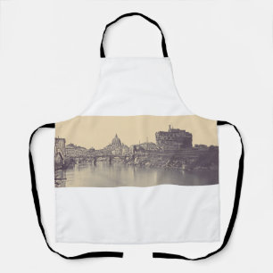 Vintage Rome Tiber Castle And Vatican Fine Art Apron