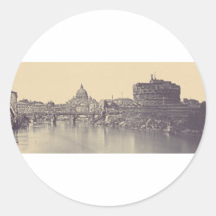 Vintage Rome Tiber Castle And Vatican Fine Art Classic Round Sticker