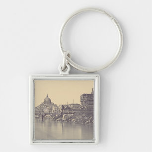 Vintage Rome Tiber Castle And Vatican Fine Art Key Ring