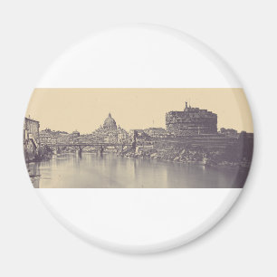 Vintage Rome Tiber Castle And Vatican Fine Art Magnet