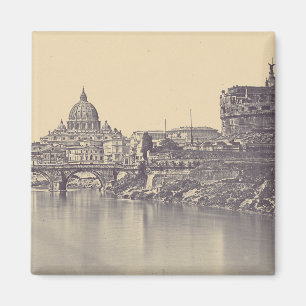 Vintage Rome Tiber Castle And Vatican Fine Art Magnet