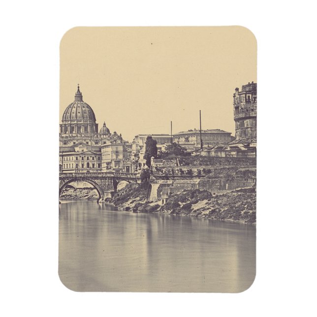 Vintage Rome Tiber Castle And Vatican Fine Art Magnet (Vertical)