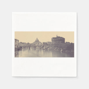 Vintage Rome Tiber Castle And Vatican Fine Art Napkin