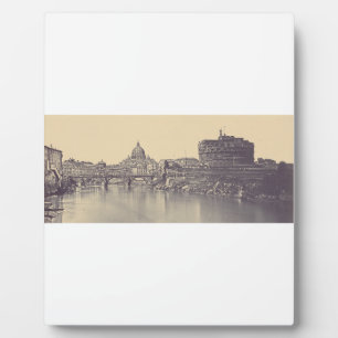 Vintage Rome Tiber Castle And Vatican Fine Art Plaque