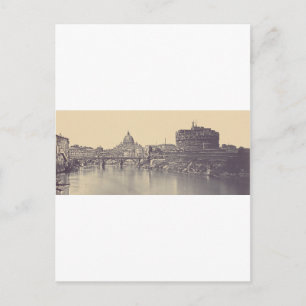 Vintage Rome Tiber Castle And Vatican Fine Art Postcard
