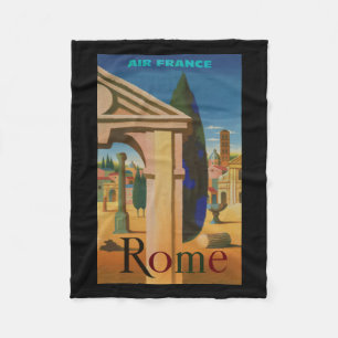 Vintage Rome Travel Poster Art Fleece Blanket