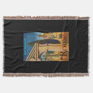 Vintage Rome Travel Poster Art Throw Blanket