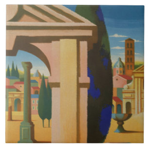 Vintage Rome Travel Poster Art Tile
