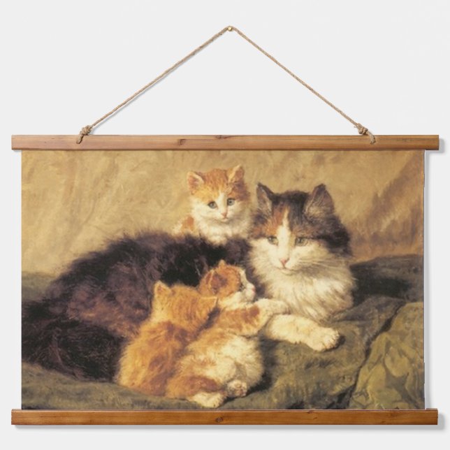 Vintage Ronner Knip's Cats Oil Painting  Hanging Tapestry (Front)
