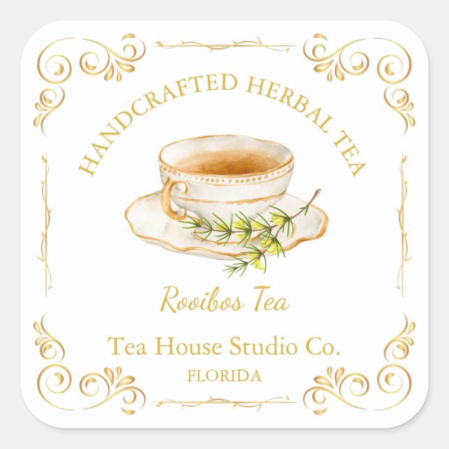 Vintage Rooibos Tea Square Label (Front)