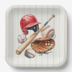 Vintage Rookie Baseball Party Paper Plate