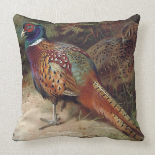 Vintage Rooster and Hen Pheasant Cushion