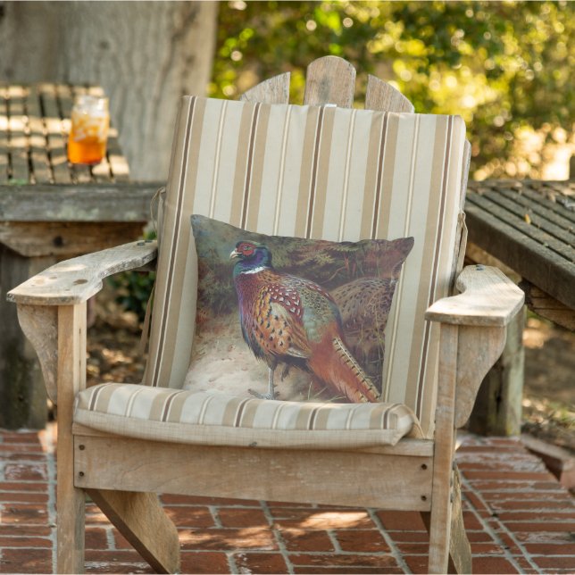 Vintage Rooster and Hen Pheasant  Cushion (Chair)