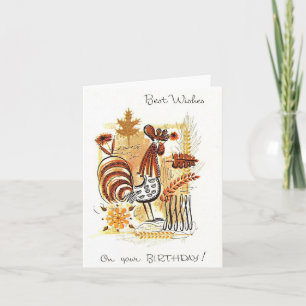 Vintage Rooster Birthday Card