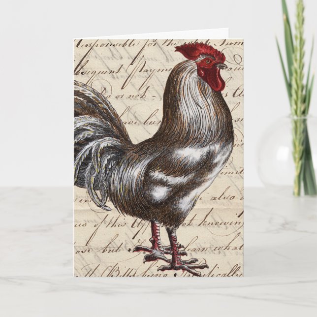 Vintage Rooster, Birthday Card (Front)