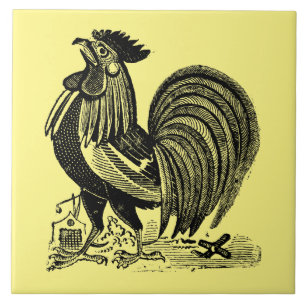 Vintage Rooster by José Guadalupe Posada Tile
