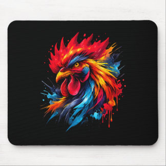 Vintage Rooster Chicken Fight Enthusiast Painted _ Mouse Mat