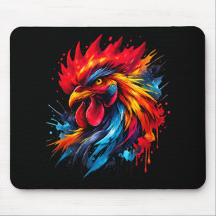 Vintage Rooster Chicken Fight Enthusiast Painted _ Mouse Mat