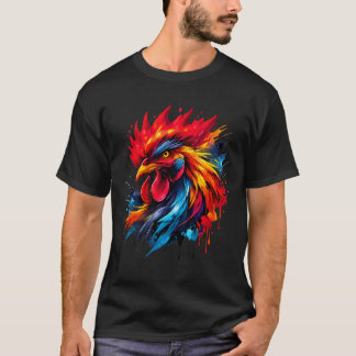 Vintage Rooster Chicken Fight Enthusiast Painted _ T-Shirt