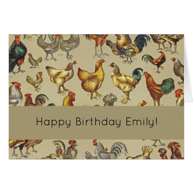 Vintage Rooster Chicken Pattern: Farmhouse Art (Front Horizontal)