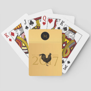 Vintage Rooster Chinese New Year 2017 Monogram P Playing Cards