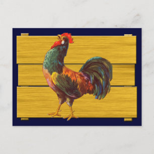 Vintage Rooster Crate Art Recipe Card