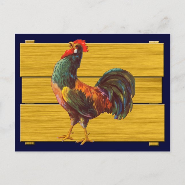 Vintage Rooster Crate Art Recipe Card (Front)