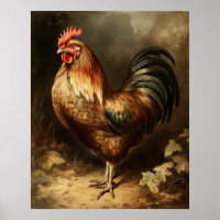 Vintage Rooster Farmhouse Art Print