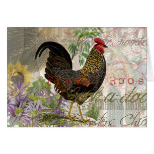 Vintage Rooster French Collage Farm Pet