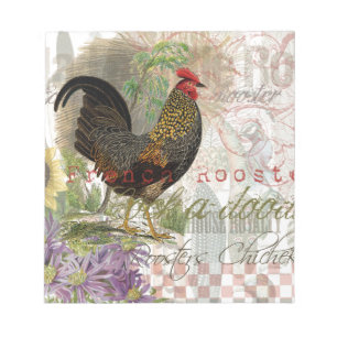 Vintage Rooster French Collage Farm Pet Notepad