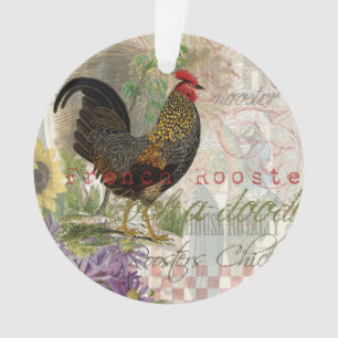 Vintage Rooster French Collage Farm Pet Ornament