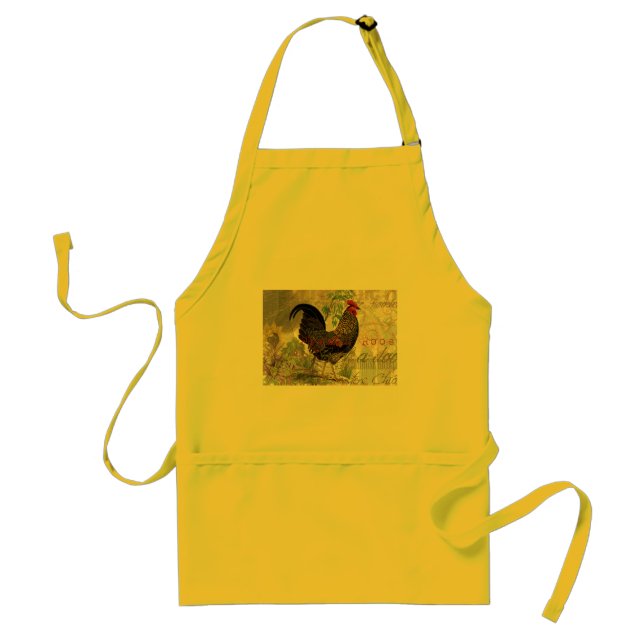 Vintage Rooster French Collage Farm Pet Standard Apron (Front)