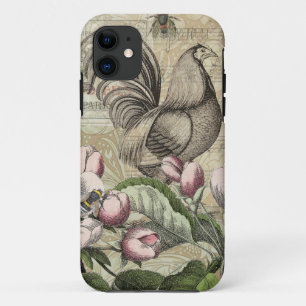 Vintage Rooster Garden Collage Art: French Country iPhone 11 Case