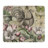 Vintage Rooster Garden Collage Art: French Country