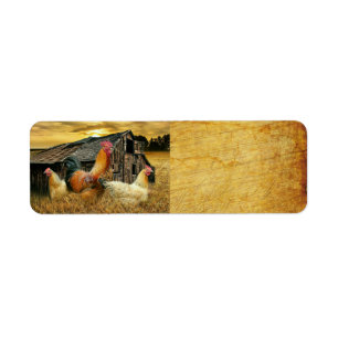 Vintage Rooster Hens Rustic Barn Coop