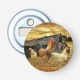 Vintage Rooster Hens Rustic Barn Coop Bottle Opener