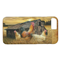 Vintage Rooster Hens Rustic Barn Coop