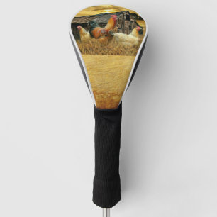 Vintage Rooster Hens Rustic Barn Coop Golf Head Cover