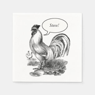 Vintage rooster illustration napkin
