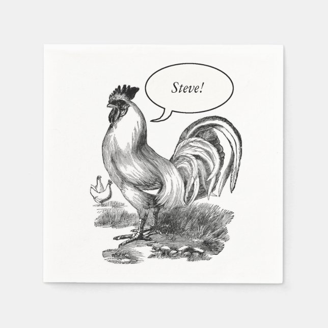 Vintage rooster illustration napkin (Front)